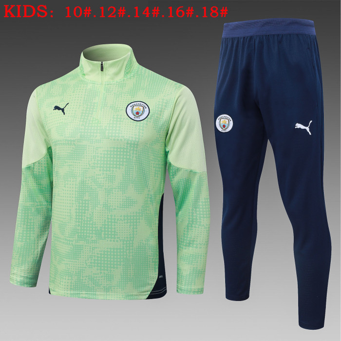 25-26 Manchester City High Quality Kids Half Pull Tracksuit