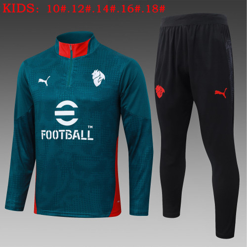 25-26 AC Milan High Quality Kids Half Pull Tracksuit