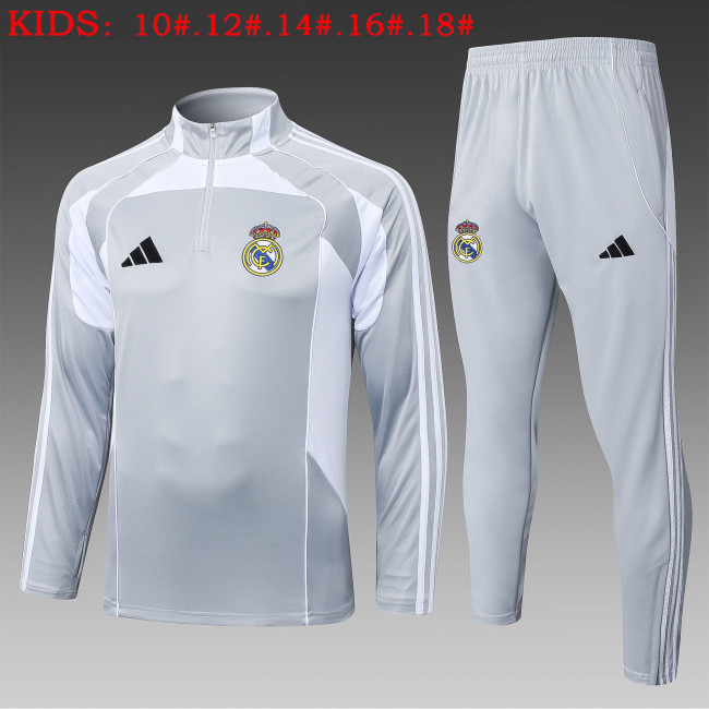 25-26 Real Madrid High Quality Kids Half Pull Tracksuit