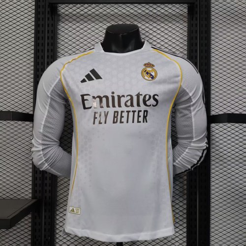 25-26 Real Madrid Home Long Sleeve Player Version Soccer Jersey*长袖