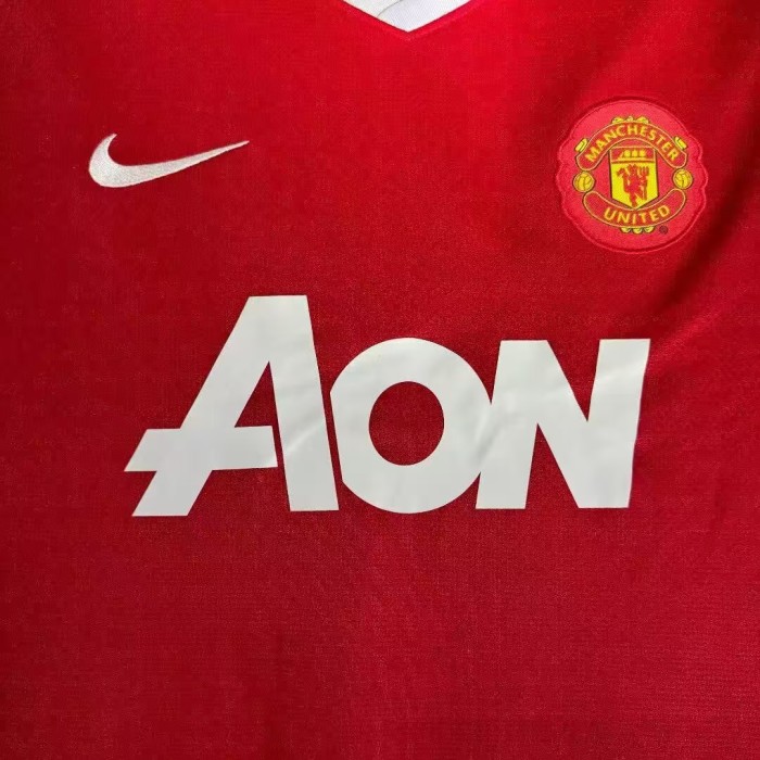 2010-2011 Manchester United Home Long Sleeve Retro Soccer Jersey