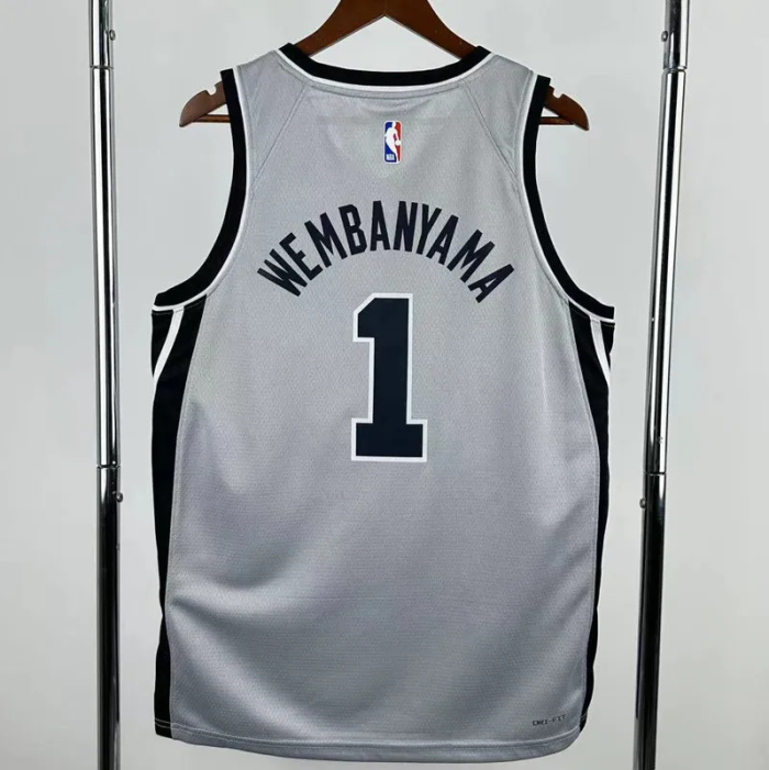 25-26 SA Spurs WEMBANYAMA #1 Grey Top Quality Hot Pressing NBA Jersey