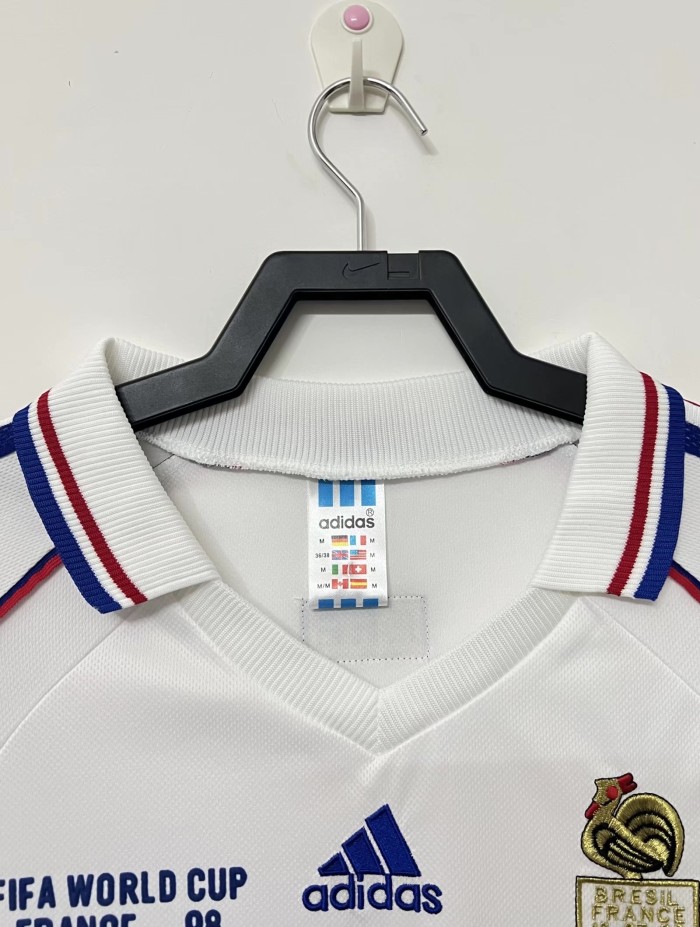 1998 France Away White Retro Soccer Jersey
