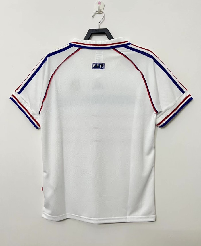 1998 France Away White Retro Soccer Jersey
