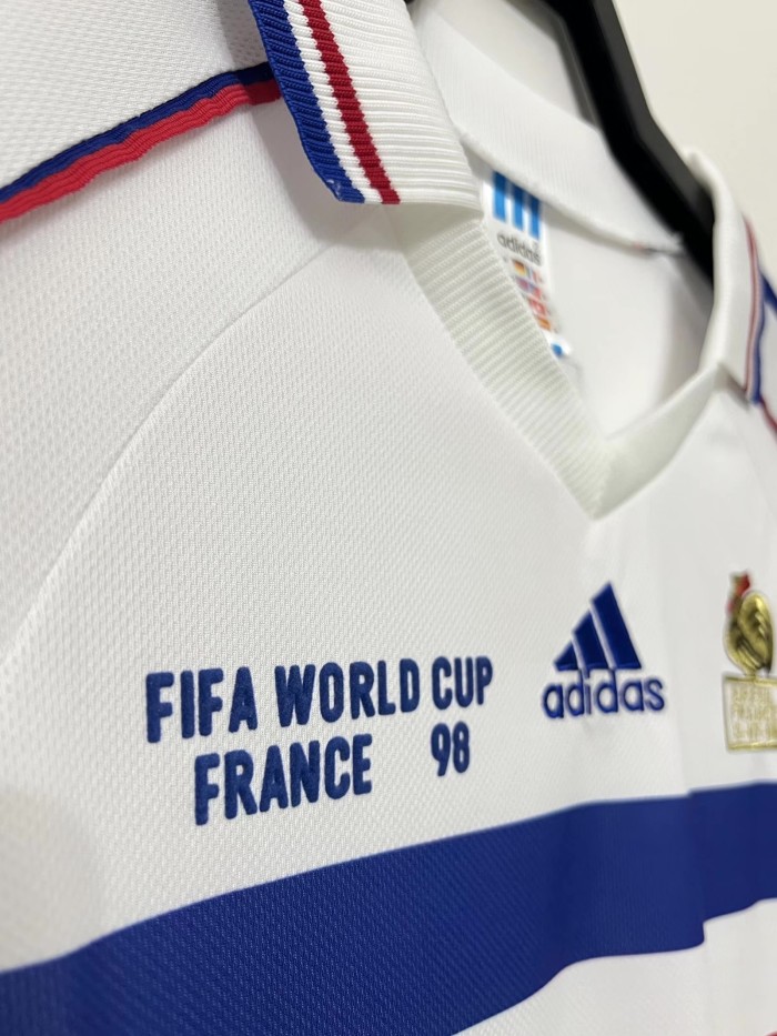 1998 France Away White Retro Soccer Jersey