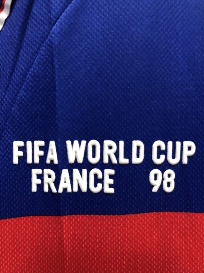 1998 France Home Blue Retro Long Sleeves Soccer Jersey