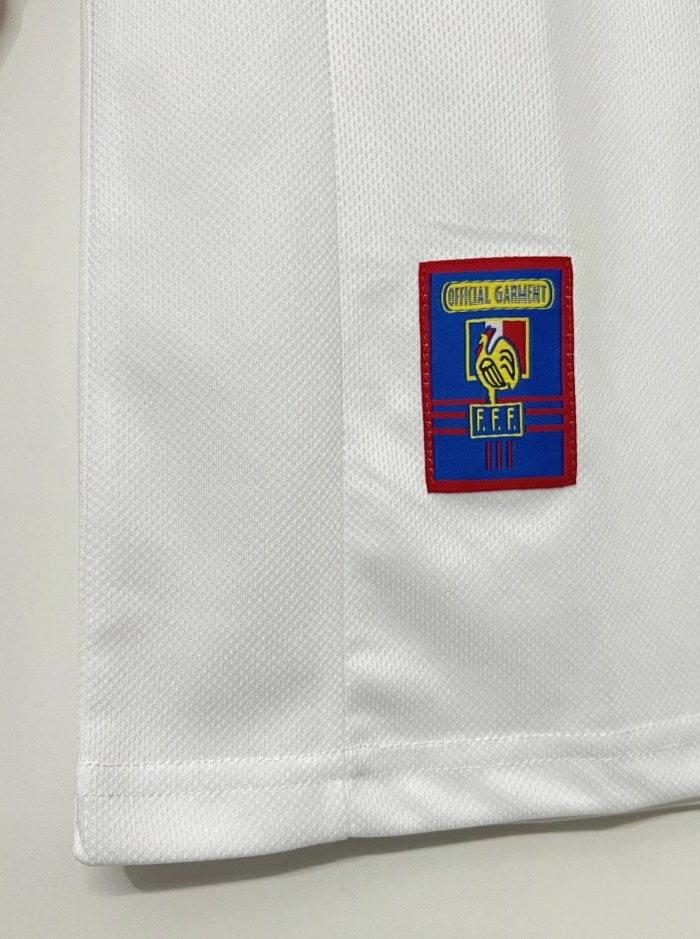 1998 France Away White Retro Soccer Jersey