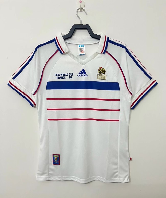 1998 France Away White Retro Soccer Jersey