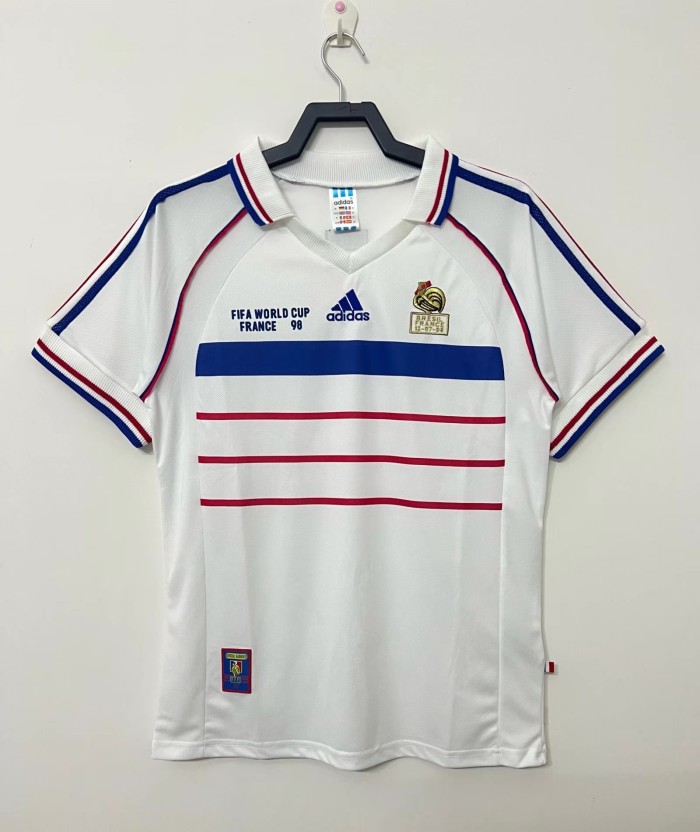 1998 France Away White Retro Soccer Jersey