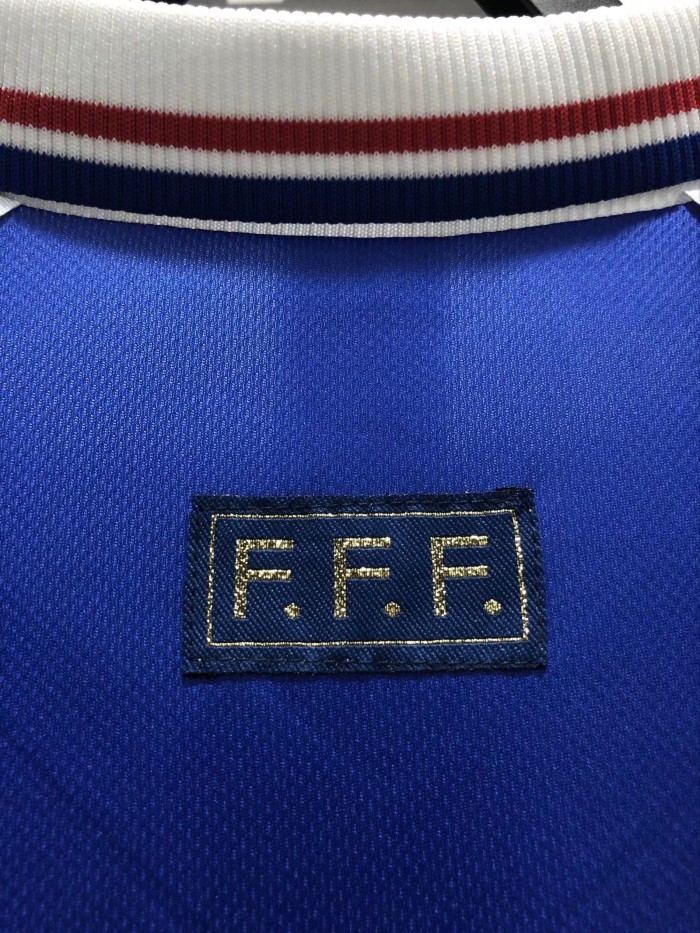 1998 France Home Blue Retro Long Sleeves Soccer Jersey