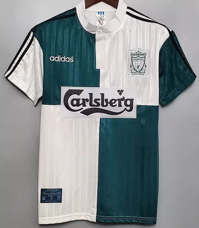 1995-1996 Liverpool Away Green Retro Soccer Jersey