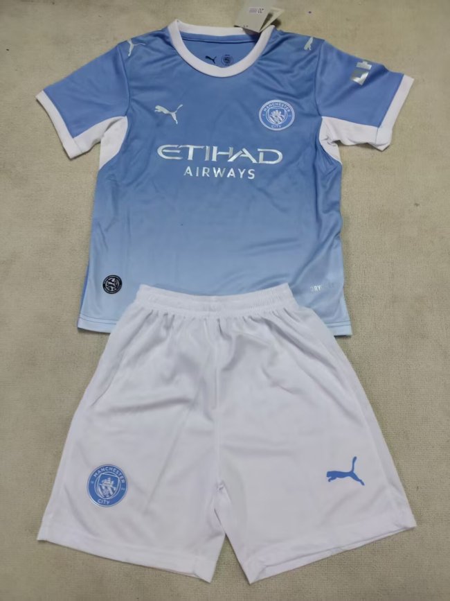 26-27 Man City Home Kids Soccer Jersey