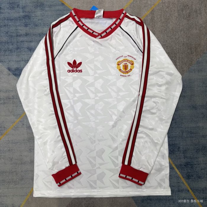 1991 Man Utd Away Long sleeves Retro Soccer Jersey