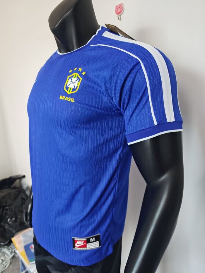 1998 Brazil Blue Player Version Retro Soccer Jersey