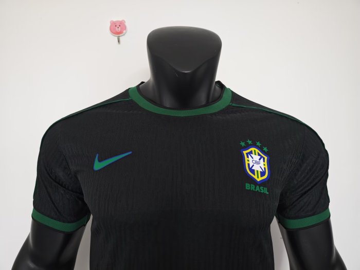 1998 Brazil Black Player Version Retro Soccer Jersey