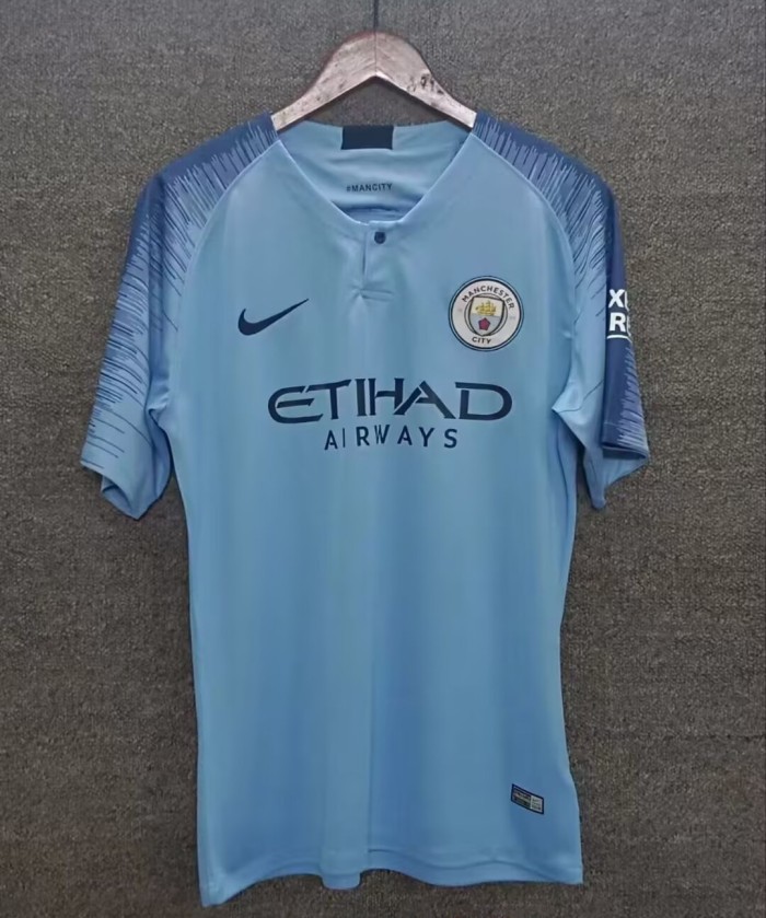 2019 Manchester City Blue Retro Soccer Jersey