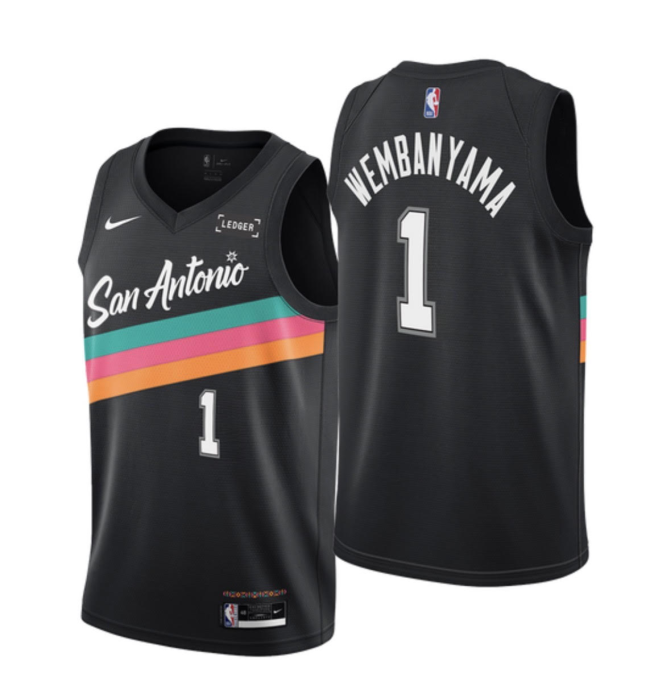 25-26 SA Spurs SOCHAN #1 Black City Edition Top Quality Hot Pressing NBA Jersey (V领）