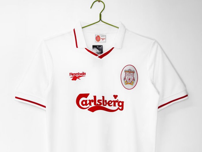 1996-1997 Liverpool Away Retro White Soccer Jersey