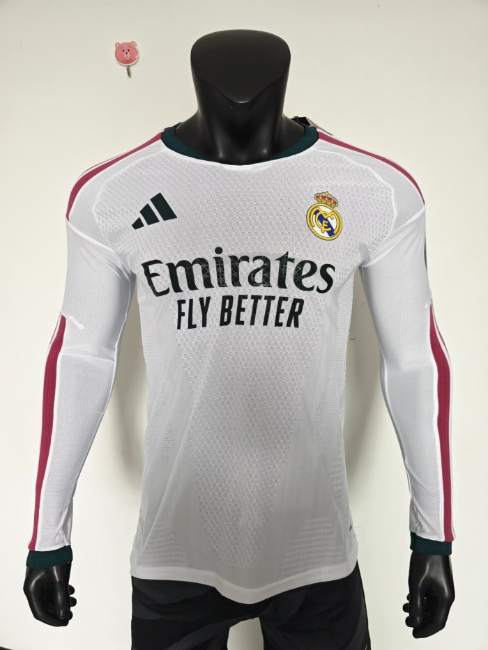2026Real Madrid Home Long Sleeve Player Version Soccer Jersey (长袖球员)