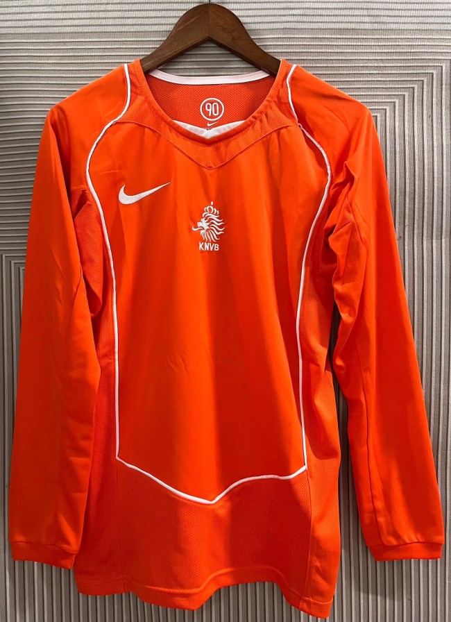 2004 Netherlands Home Long sleeves Retro Soccer Jersey