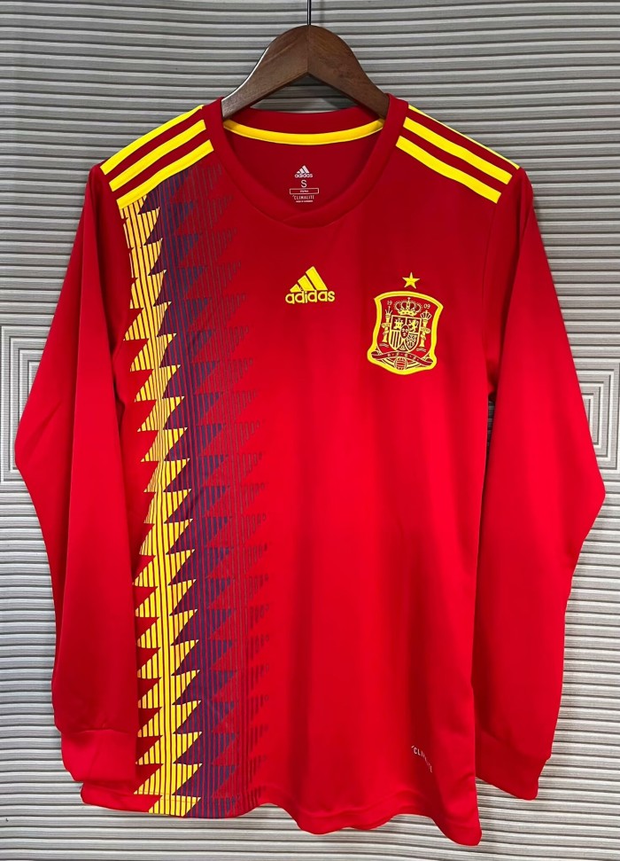 2018 Spain Long Sleeve Retro Soccer Jersey