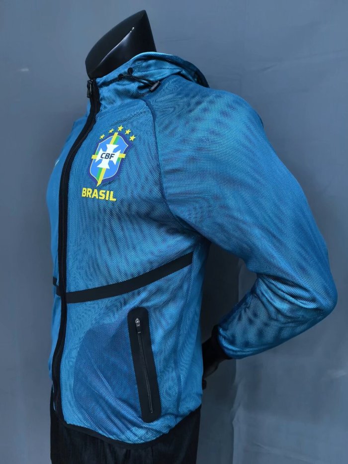 2026 Brazil Blue Pre-Competition Training Windbreaker