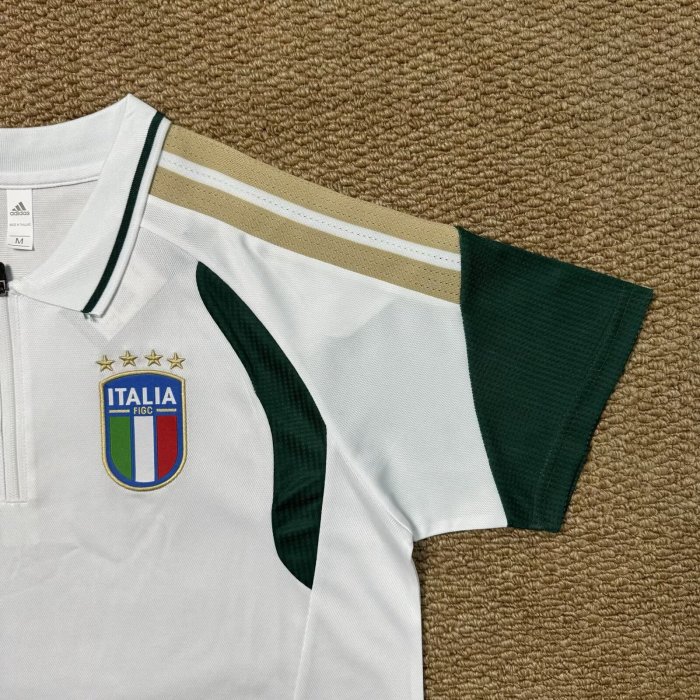 25-26 Italy White Green Polo Short Sleeve
