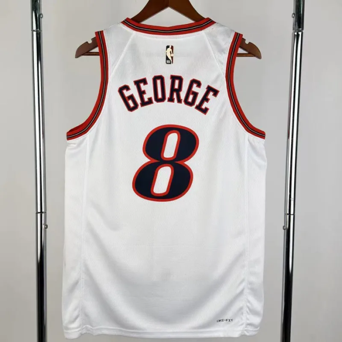 25-26 76ERS GEORGE #8 White Top Quality Hot Pressing NBA Jersey (V领)