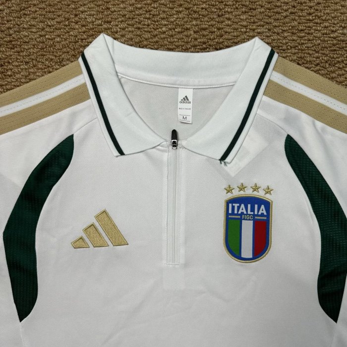 25-26 Italy White Green Polo Short Sleeve