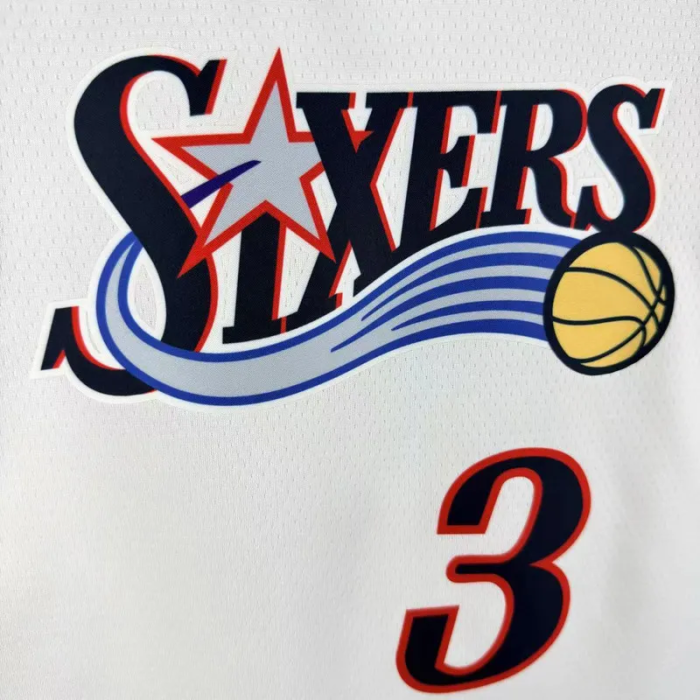 25-26 76ERS IVERSON #3 White Top Quality Hot Pressing NBA Jersey (V领)
