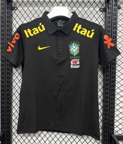 26-27 Brazil Black High Quality Polo Short Sleeve