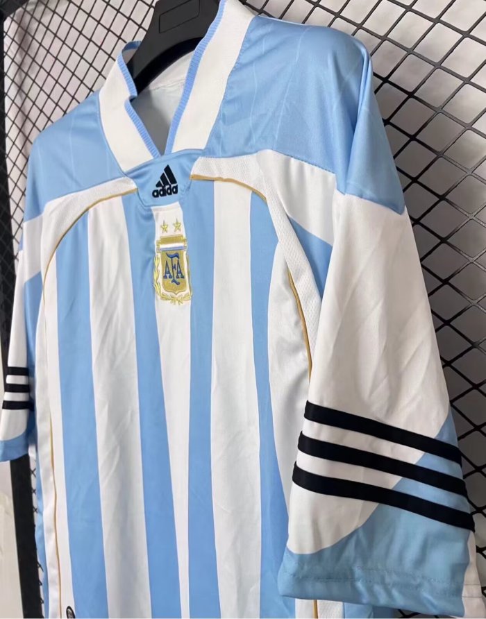 2004-2006 Argentina White Blue Hip-Hop Version Retro Soccer Jersey