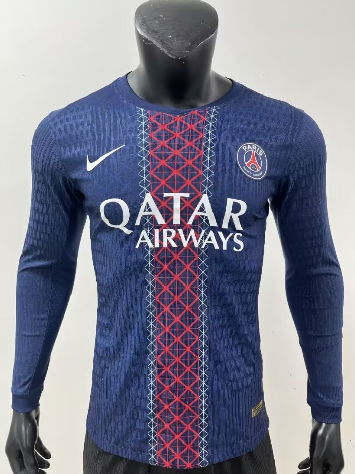 25-26 Paris Saint-Germain Home Long Sleeve Player Version Soccer Jersey