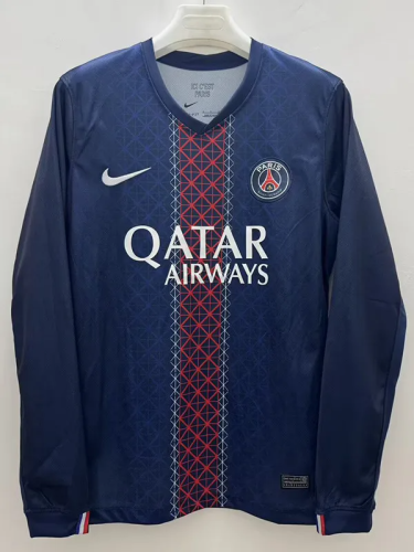 25-26 Paris Saint-Germain Home Long Sleeve Fans Soccer Jersey (长袖)