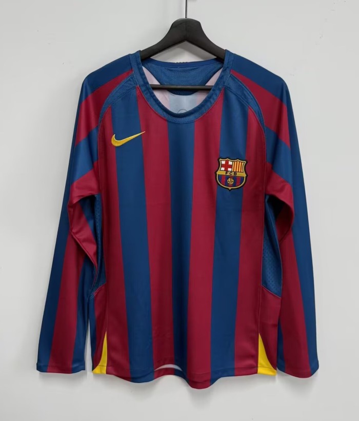 2005-2006 Barcelona Home Retro Long Sleeve Soccer Jersey