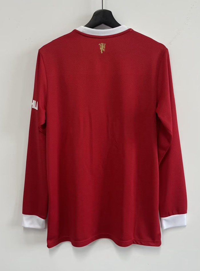 21-22 Manchester United Home Long Sleeve Fans Soccer Jersey (长袖)