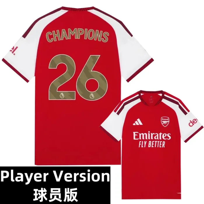 26-27 Arsenal Home Print CHAMPIONS # 26 Player Version Soccer Jersey