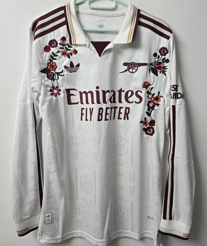 25-26 Arsenal Embroidered Version Long Sleeve Soccer Jersey (长袖)
