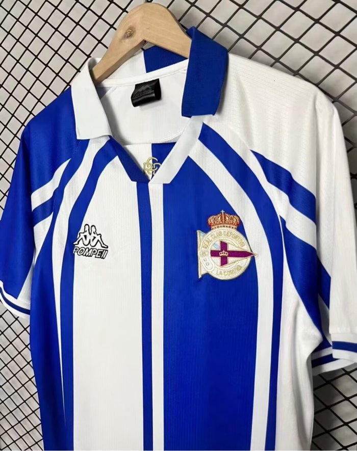 26-27 La Coruna White Blue Retro Version Fans Soccer Jersey