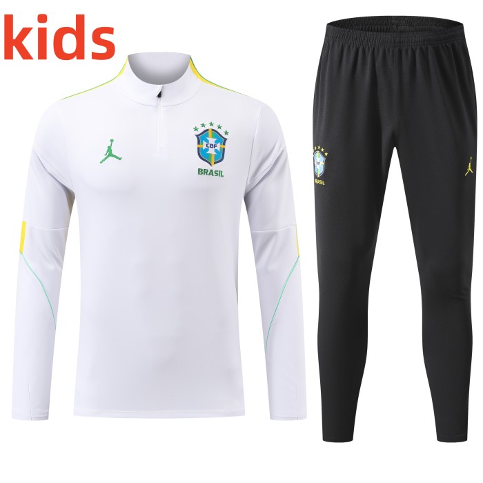 26-27  Brazil High Quality Kids Half Pull Tracksuit