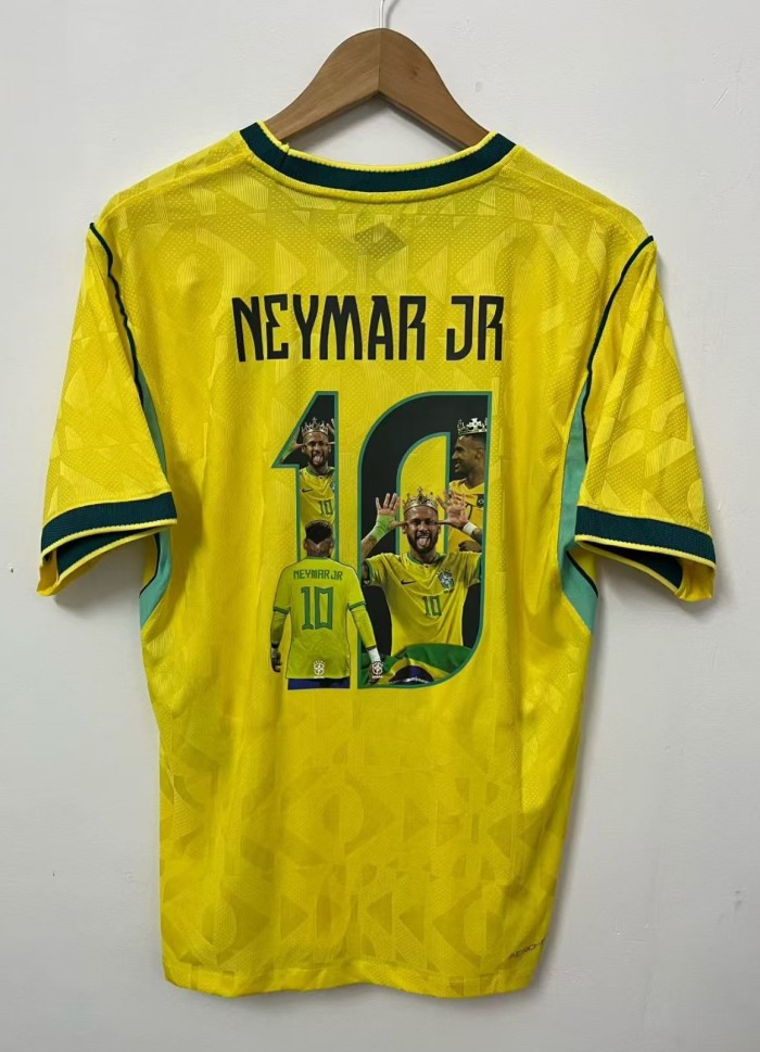2026 Brazil Home Print NEYMAR JR 10# Player Version Soccer Jersey