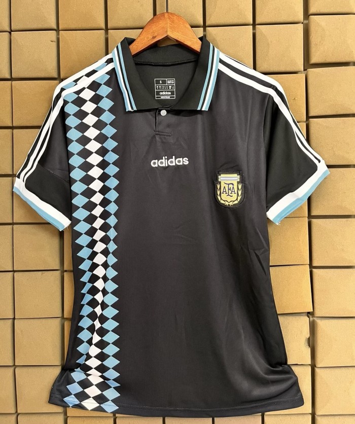 1994 Argentina Black Retro Soccer Jersey