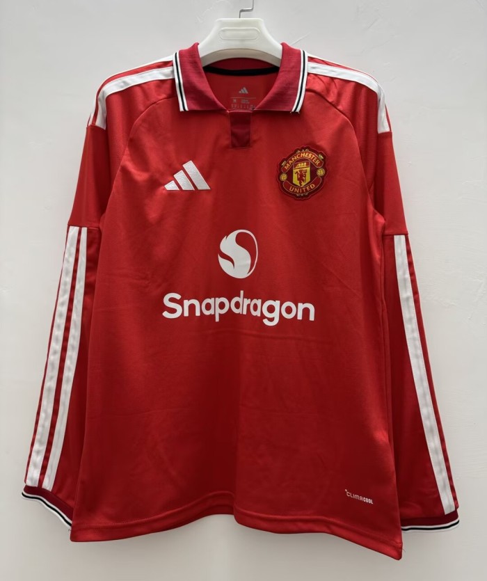 26-27 Manchester United Home Long Sleeve Fans Soccer Jersey*长袖