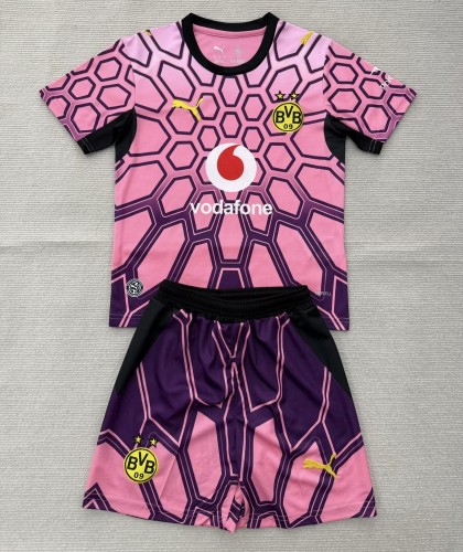 26-27 Dortmund Pink Goalkeeper Kids Soccer Jersey