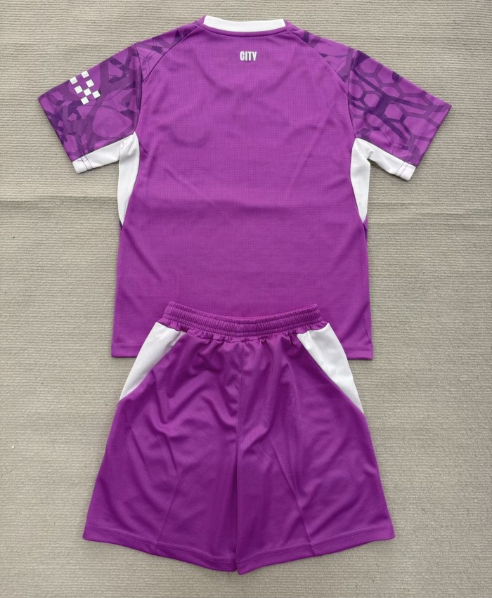 26-27 Man City Pink Goalkeeper Kids Soccer Jersey