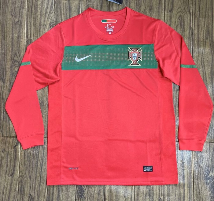 2010 Portugal Home Long Sleeve Retro Soccer Jersey