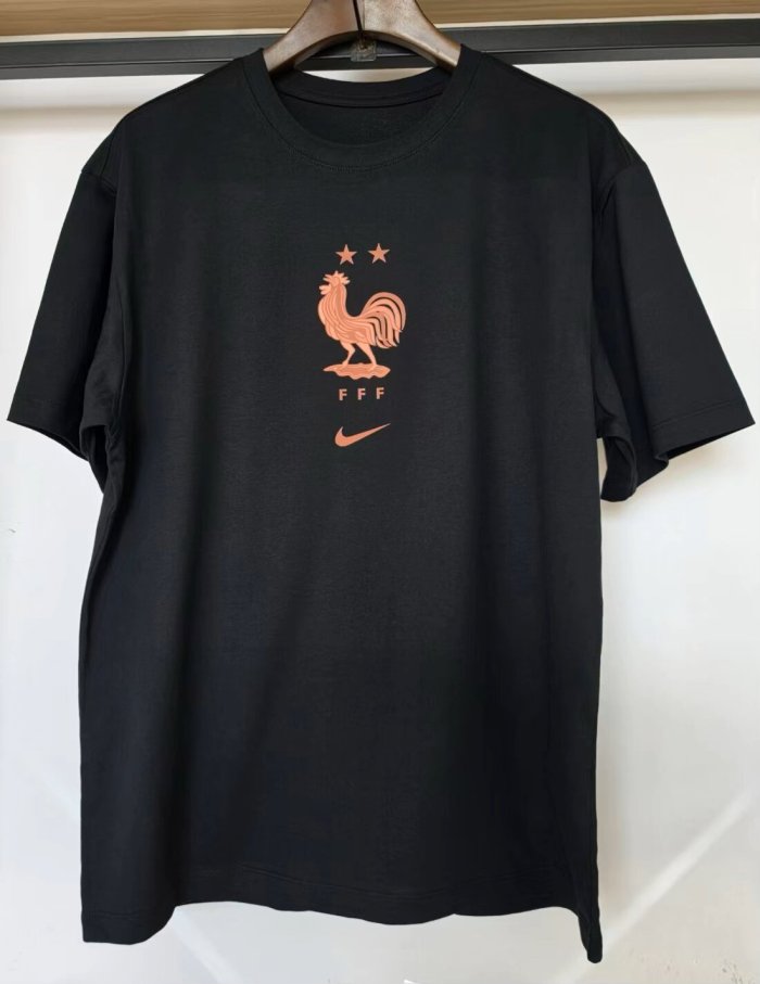 26-27 France Black High Quality Casual T-Shirt