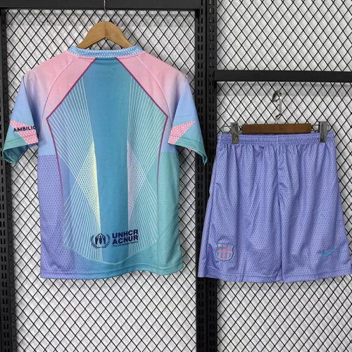 25-26 Barcelona Blue Pink Special Edition Kids Soccer Jersey