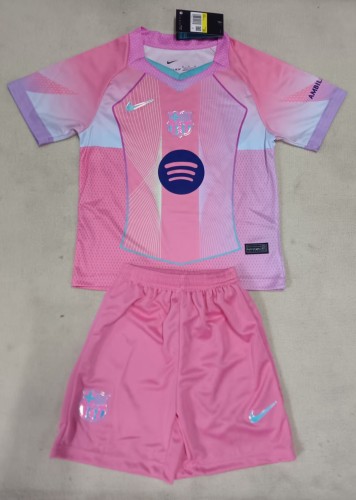 25-26 Barcelona Pink Special Edition Kids Soccer Jersey