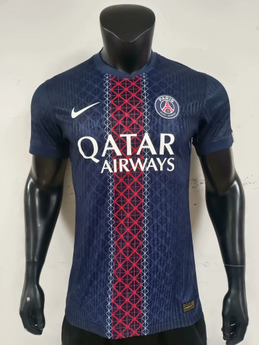 25-26 Paris Saint-Germain Home Print 2 Star Champions of Europe 26 Player Version Soccer Jersey